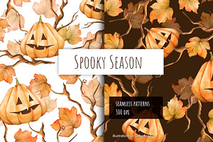 Pumpkin Seamless Pattern Set