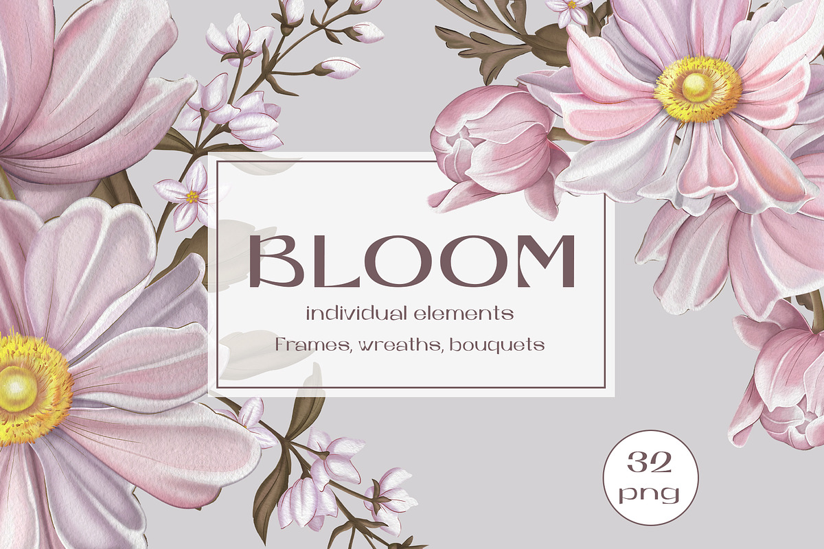 Pink floral bloom Individual element, a Decorative Illustration by DamriNa art (Photo 1 of 10)