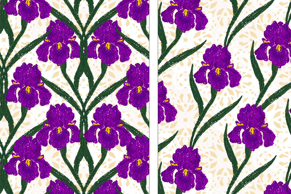 Iris Ornamental Vector Patterns, a Pattern Graphic by NayaChu (Photo 3 of 8)