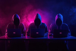 Three hooded figures silently workin, a Photo by Iftikhar Alam