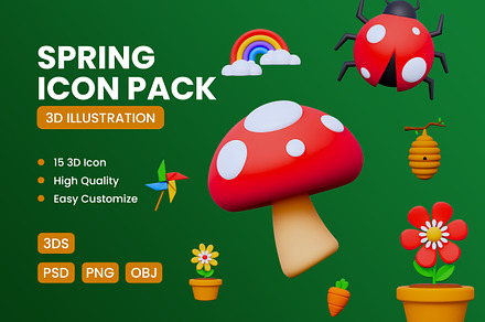 Spring 3D Icons Pack