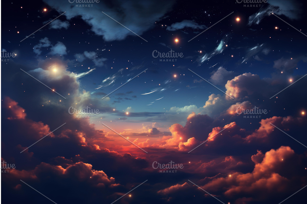 Dreamlike Night sky clouds. Generate, an Illustration by Ylivdesign