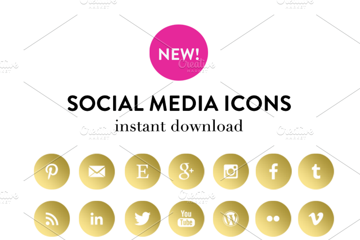 Gold Social Media Icons, an Icon by White Turquoise Co.