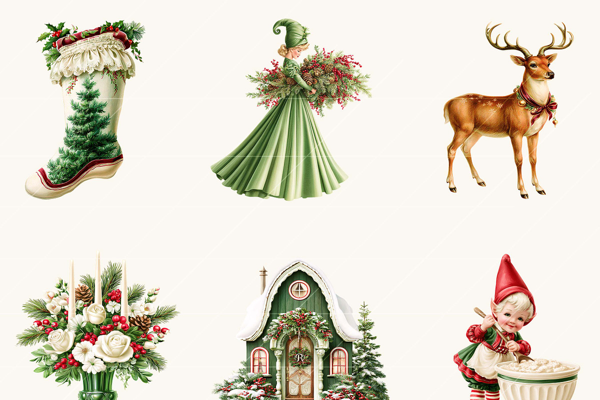 Christmas Elves Clipart Bundle, a Seasonal Illustration by BusyDaydesign (Photo 4 of 9)
