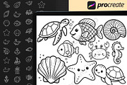 130 Ocean Animals Procreate Stamps, a Brush Add-On by DrawingStoryShop (Thumbnail 4 of 6)