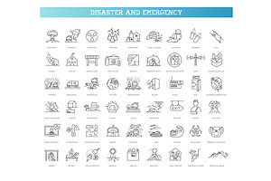 Disaster and Emergency Line Icons, an Outline Icon by Tettygreen