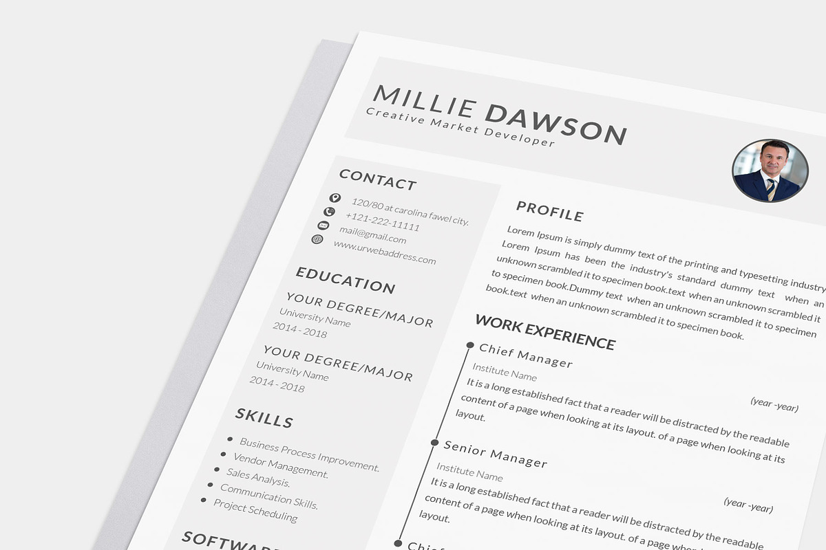 Resume Template and Cover Letter, a Resume Template by designvillage (Photo 4 of 13)