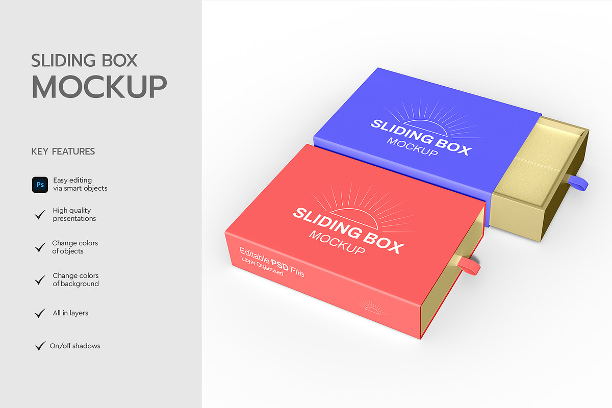 Square Sliding Box Mockup