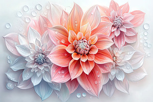 Beautiful large flowers in soft pastel colors with water droplets on delicate p, a Photo by AlyaAnd