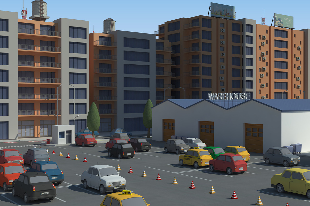Realistic Lowpoly Simple City VR/AR, an Environmental 3D Model by NOMODOL (Photo 7 of 59)