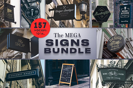Signs & Facade Boards Logo Mockups, an Advertising Mockup by ThePhoton