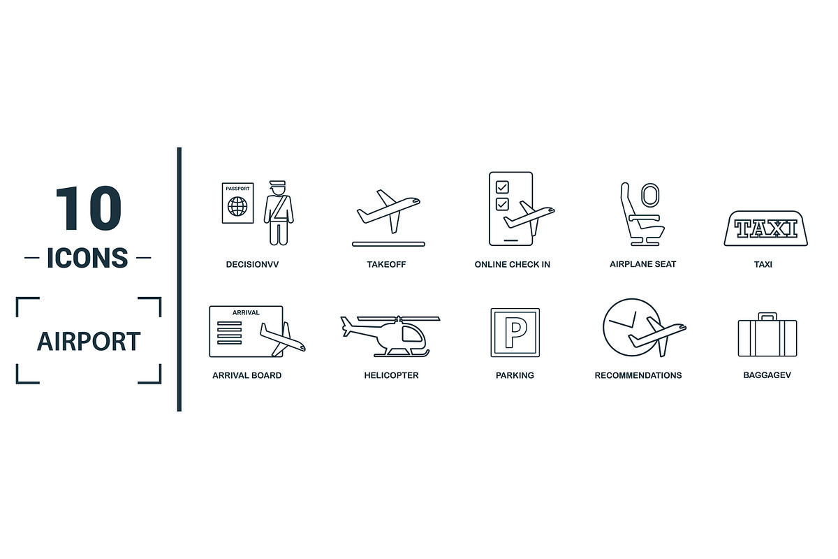 Airport Line Icon Set, an Object Graphic by Aimagenarium@gmail.com (Photo 3 of 3)