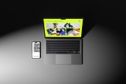 MacBook Pro Mockup Dark Scene, a Mac Mockup by Momogi (Thumbnail 3 of 5)