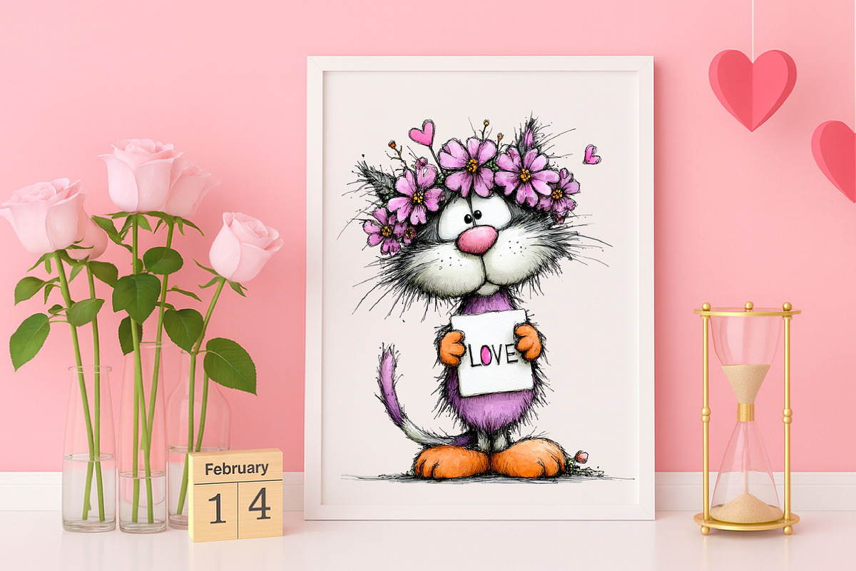 Watercolor Valentine Cat And Dog, an Illustration by Canvas Craft (Photo 5 of 6)