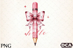 Watercolor Pencil Bow Clipart, an Illustration by DreamCafeArt