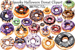 Spooky Halloween Donut Clipart
