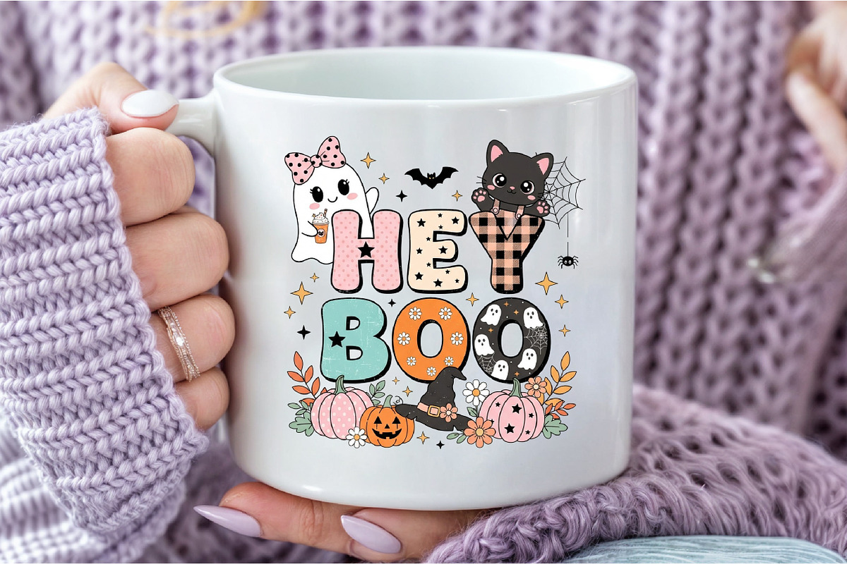 Hey Boo Retro Halloween PNG, a Seasonal Illustration by DreamCafeArt (Photo 7 of 7)