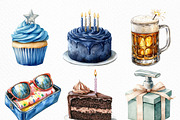 Watercolor Man’s Birthday Clipart, an Illustration by Craft Nest (Thumbnail 3 of 6)