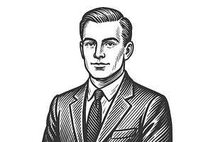 Vintage Portrait of Smiling, a Person Illustration by AlexArt