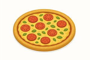 Pizza with Toppings vector, a Food Illustration by AlexArt