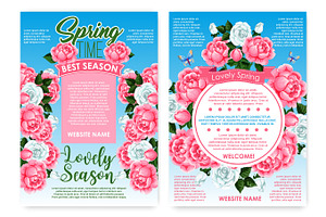 Posters Rose Flowers For Spring Holiday Greetings