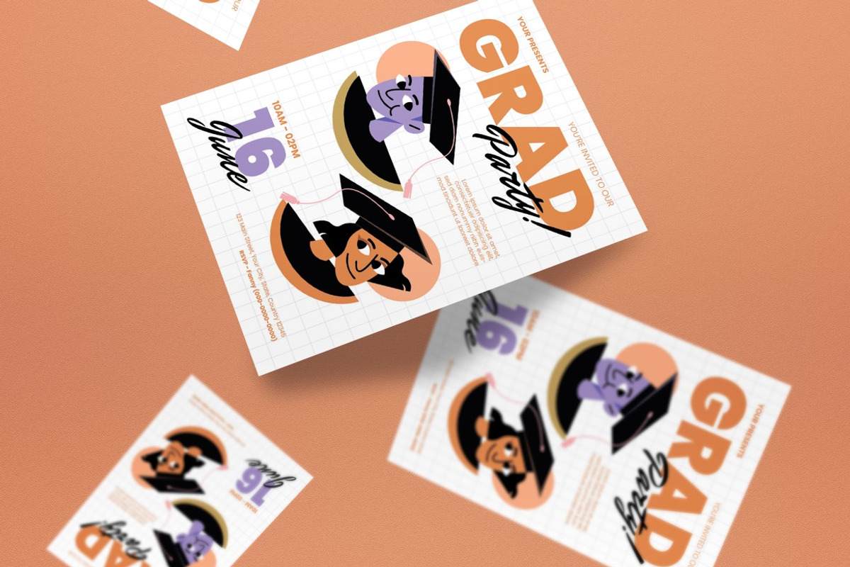 Orange Graduation Party Invitation, a Card Template by graphicook (Photo 2 of 3)