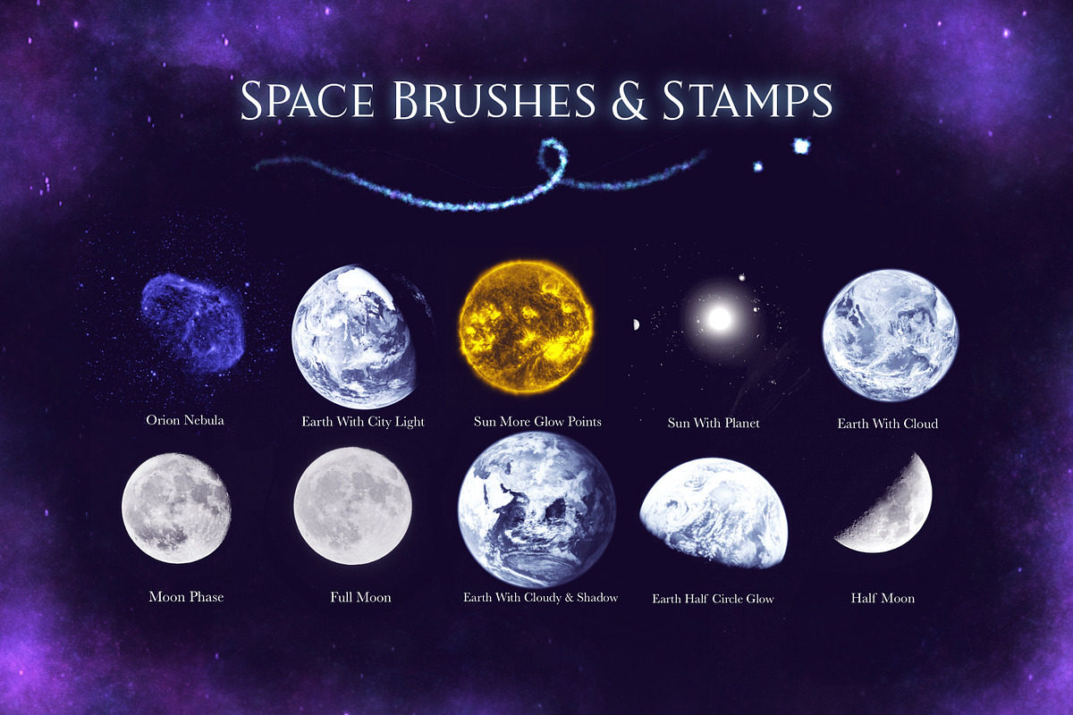 Space Galaxy Procreate Brushes, a Brush Add-On by ArtstudioByKhushbu (Photo 5 of 9)
