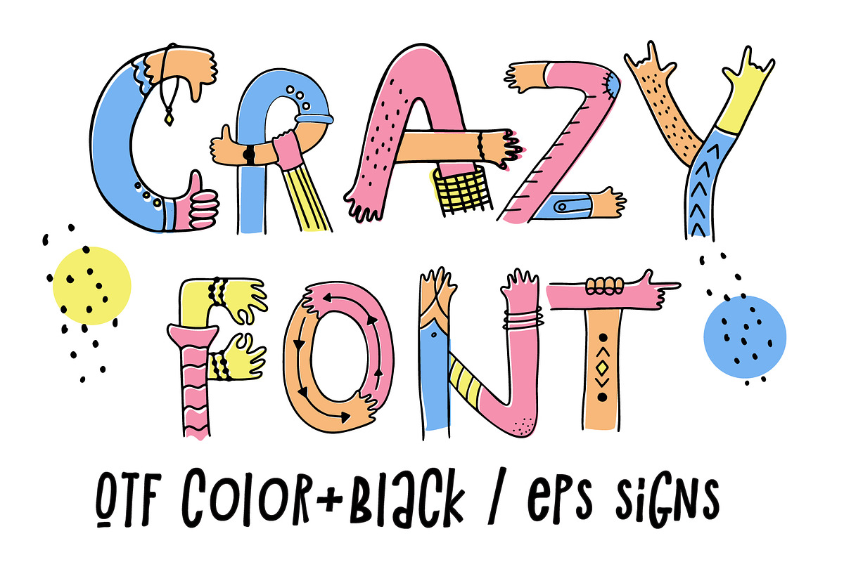 Hands up crazy color font preview 4