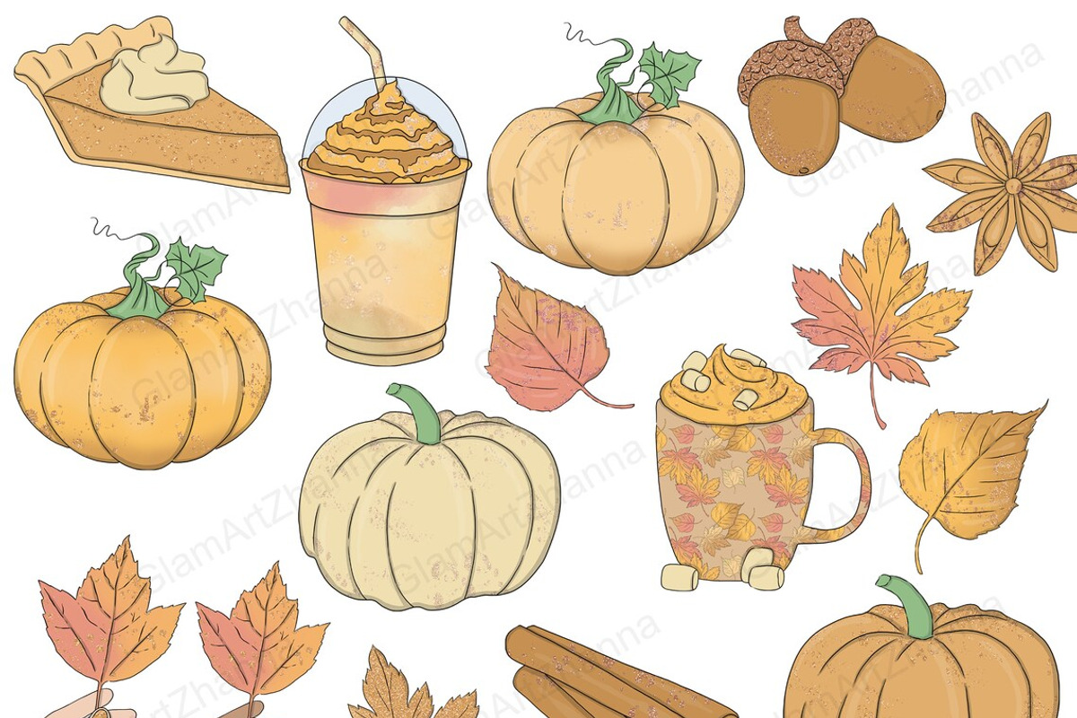 Autumn Clipart, a Work Illustration by GlamArtZhanna (Photo 3 of 3)
