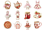 Strawberry Goose Clipart, an Illustration by Design Market (Thumbnail 2 of 4)