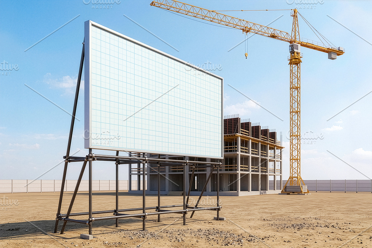 3 Construction Site Billboard Mockup, an Advertising Mockup by smishura (Photo 6 of 8)