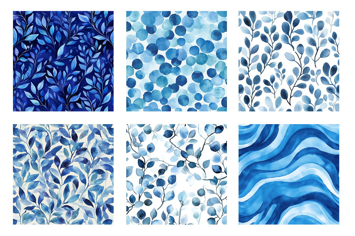 Blue Abstract Seamless Patterns, an Illustration by SinaCreation (Photo 5 of 5)