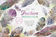 Watercolour Feathers Collection., a Decorative Illustration by VetaDesign (Thumbnail 1 of 8)