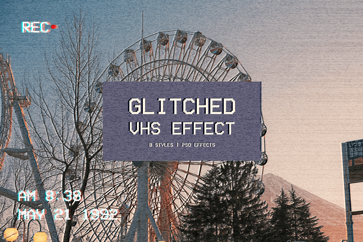 Glitched VHS Effect, a Layer Style Add-On by Promo Graphics (Photo 1 of 5)