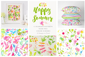 Happy Summer Seamless Patterns
