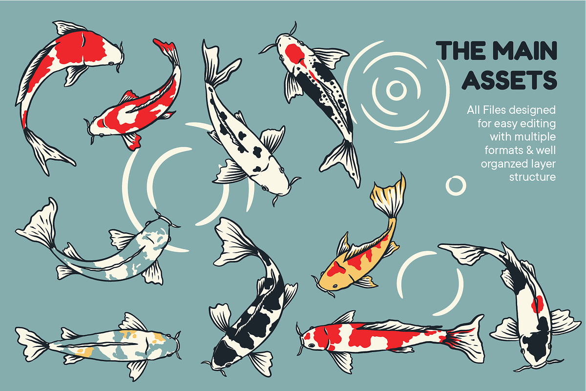Koi Fish Japanese Carp Illustration, an Illustration by ARQAM Studio (Photo 2 of 10)