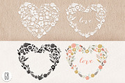 Floral heart wreaths papel picado, an Illustration by GrafikBoutique (Thumbnail 1 of 3)