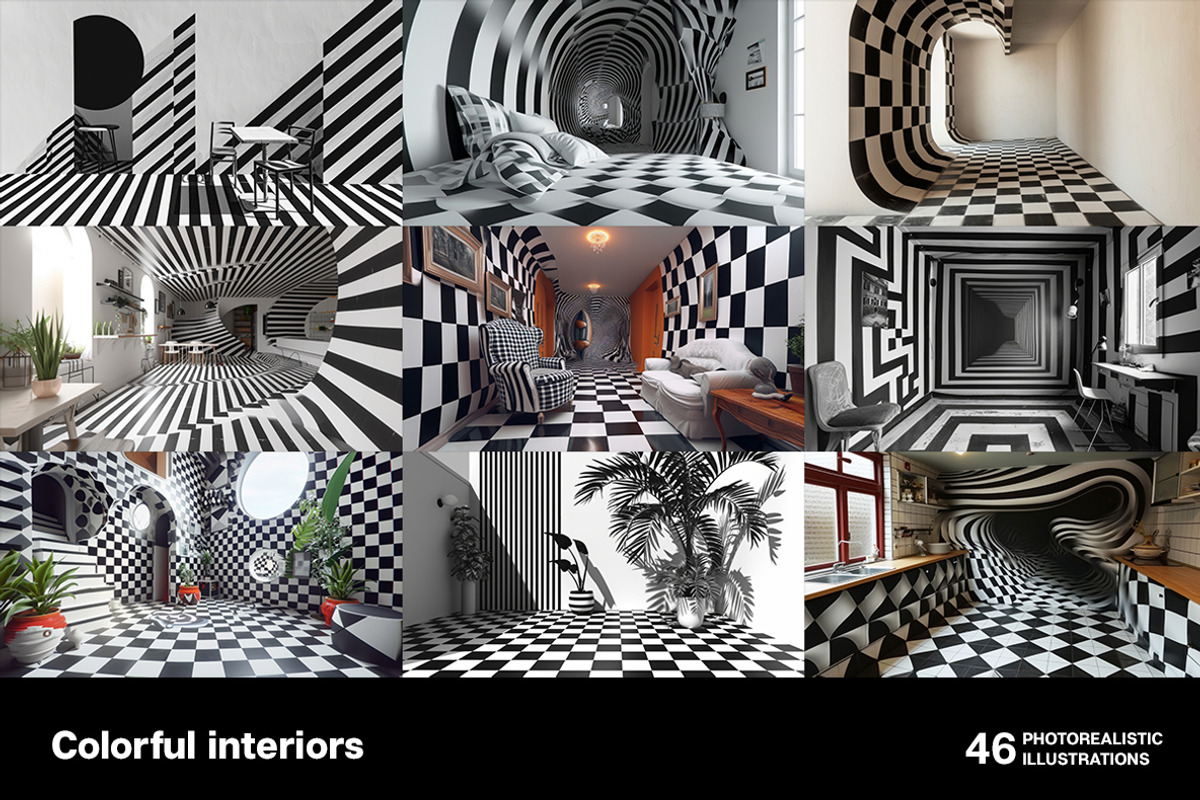 Colorful interiors. 46 images, a Decorative Illustration by Handmadefont (Photo 10 of 11)