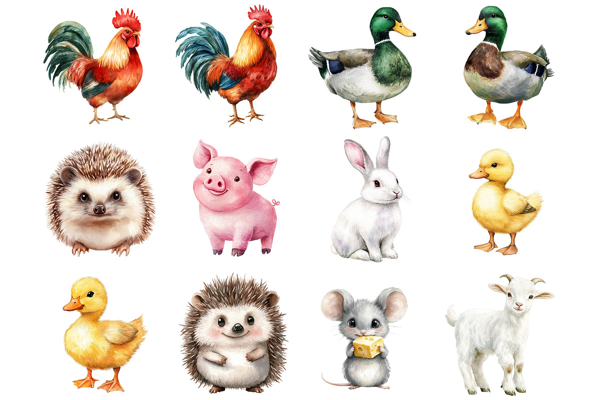 Quirky Farm Animals Clipart PNG, a Seasonal Illustration by CitraGraphics (Photo 2 of 4)
