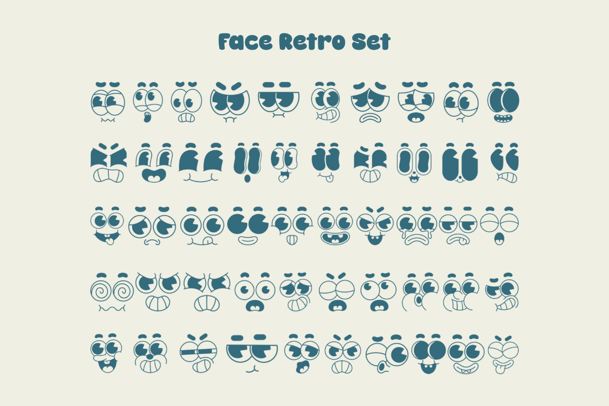 Face Retro Procreate Stamp, a Brush Add-On by Pixel Picasso Studio (Photo 3 of 10)