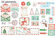 Christmas mail watercolor clip art, a Background Graphic by GoodFairyClipArt (Thumbnail 2 of 2)