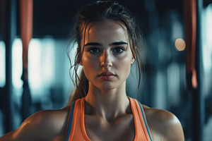 Focused young woman stands in a Gym, a Photo by Pavel_design
