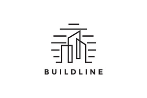 Continuous Line Building Town Logo