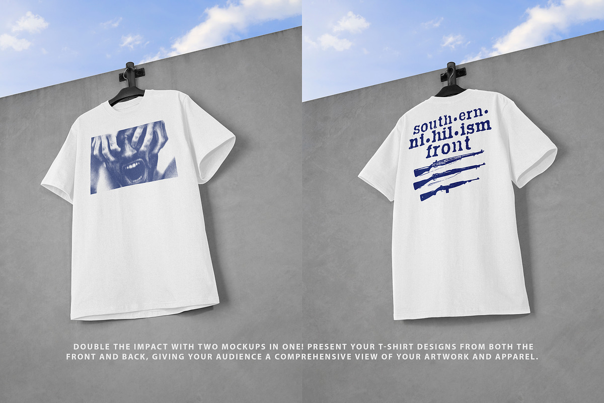 Realistic T-shirt on Wall Mockup, an Apparel Mockup by Uncentrifuged Pressure (Photo 5 of 9)