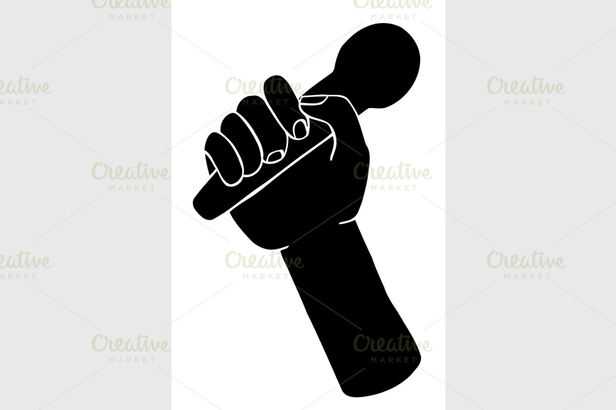 drawing a microphone in a hand, a Graphic by IllustrationArtShop