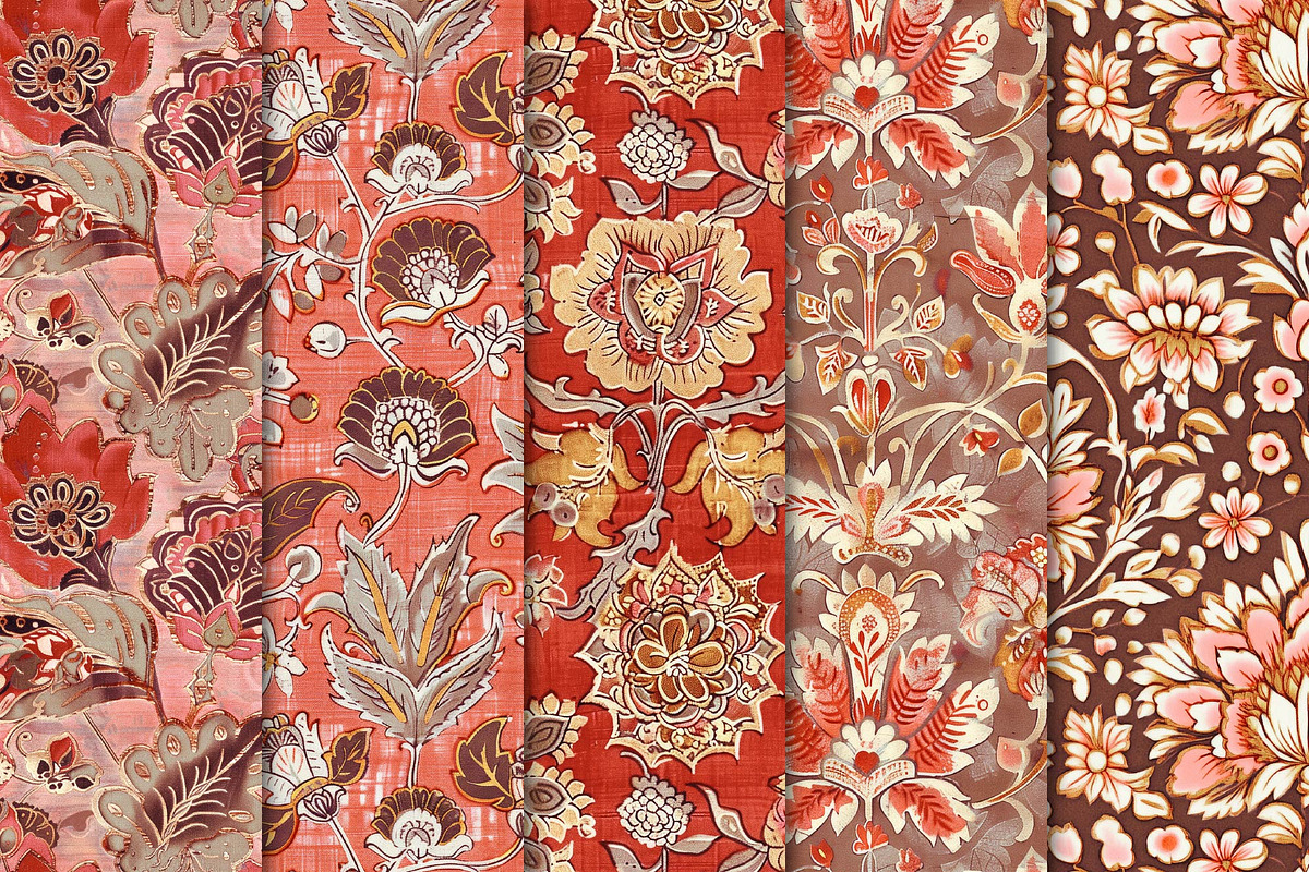Crimson Red Indian Seamless Patterns, a Pattern Graphic by Maishop (Photo 7 of 8)