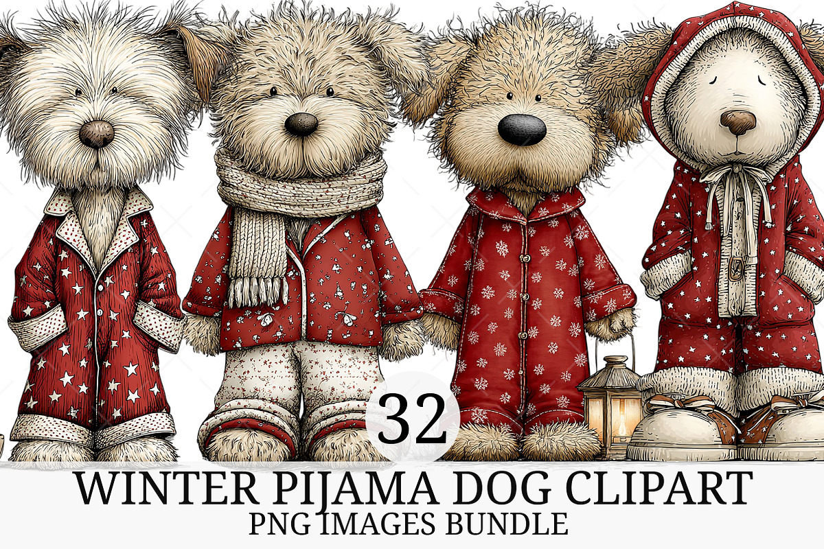 Winter Pijama Dog Clipart, an Illustration by Craft Nest (Photo 1 of 10)