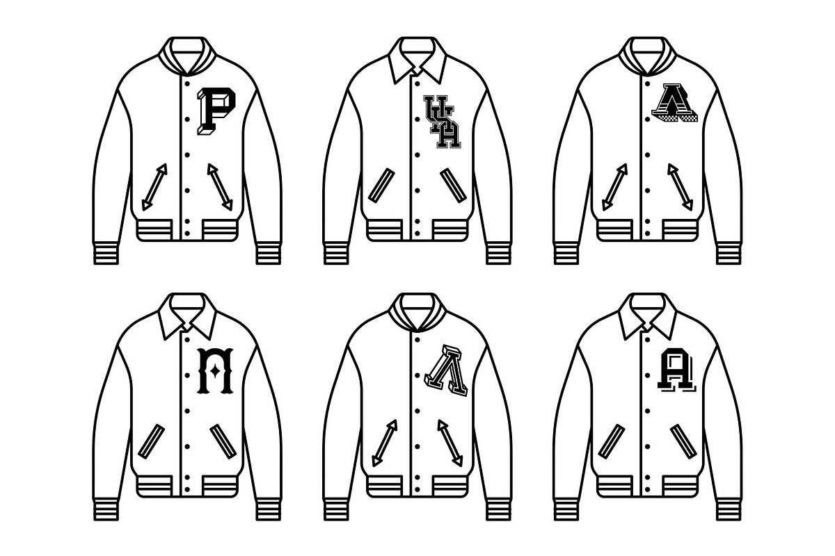 Varsity Jacket Monogram Template, a Design Template by Buqancreative