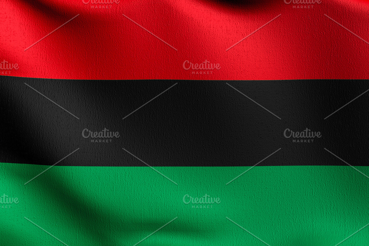 Pan African flag blowing in the wind. 3D rendering illustration, a Texture Illustration by Tampatra