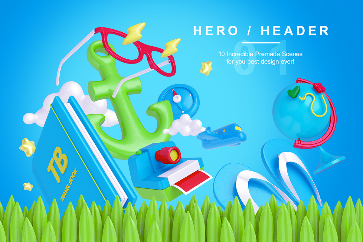 Bright Travel Items Scene Generator, a Product Mockup by mysuperproject (Photo 7 of 16)